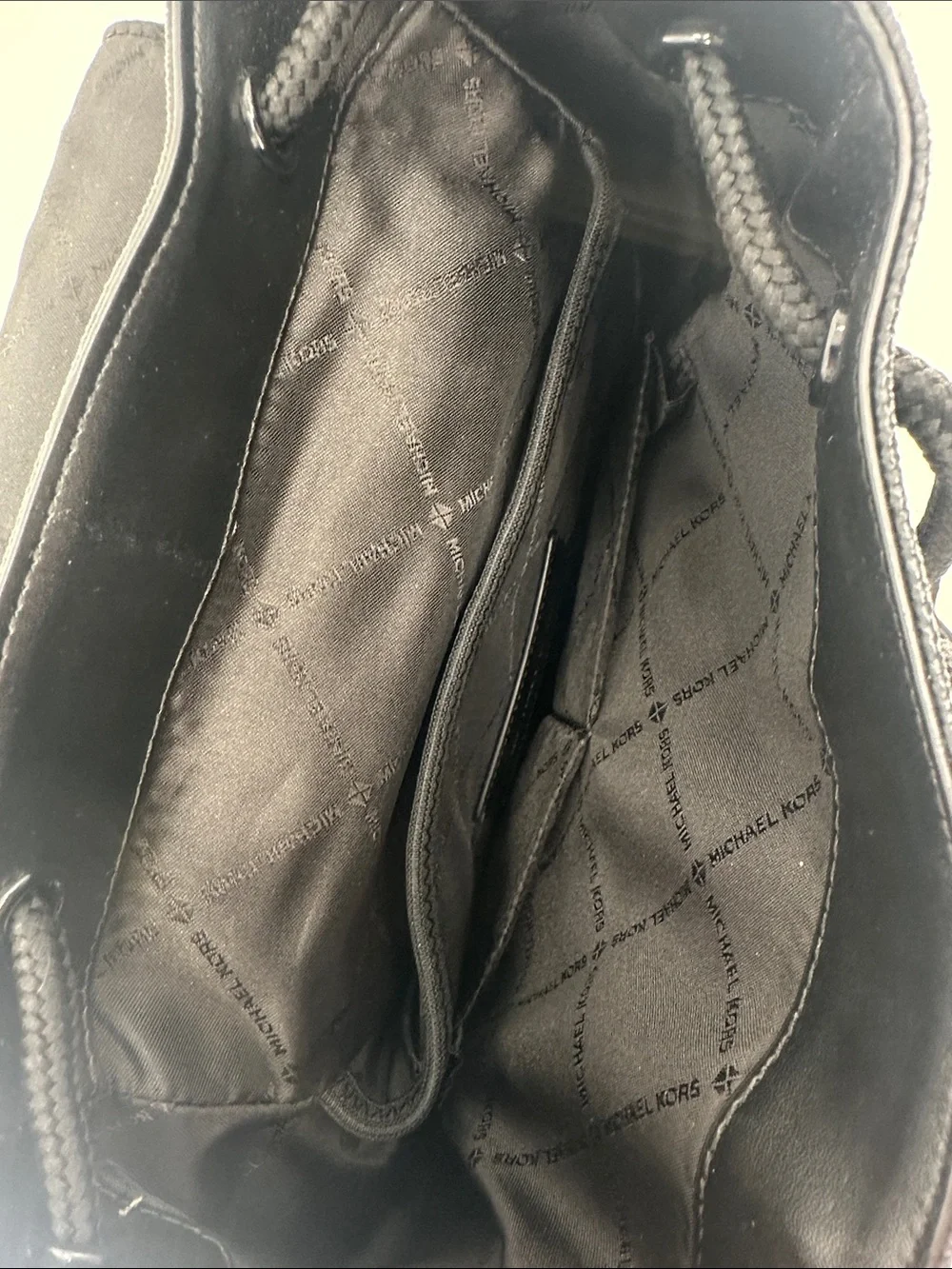 Michael Kors Men's Beige and Black Signature MK Backpack